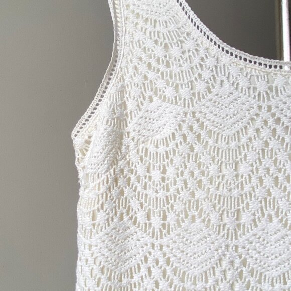 ☀️ White Crochet Lace Mini Tank Dress – Relaxed Fit Juicy Couture Size 4 - Picture 6 of 7